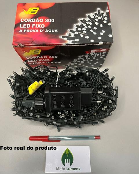 Imagem de Kit 2 Cordão 300 Leds Fixo 30m Branco Frio Fio Verde Bivolt