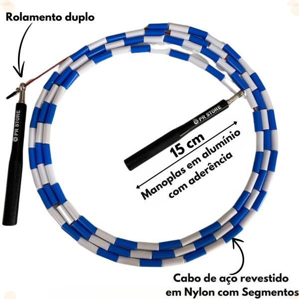 Imagem de Kit 2 Cordas De Pular Segmentada Ajustável  Speed Rope Cross Training