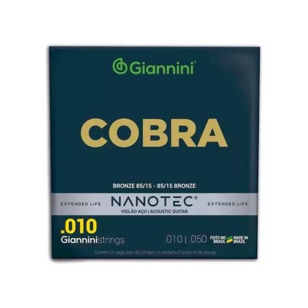 Imagem de kit 2 Cordas p/ Violão Aço Giannini Nanotec Bronze GEEFLKS PN