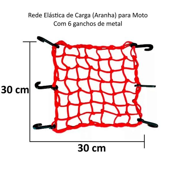 Imagem de Kit 2 Cordinhas e 2 Rede Elástica 40X40 Aranha Prender Moto Bagageiro Baú Capacete