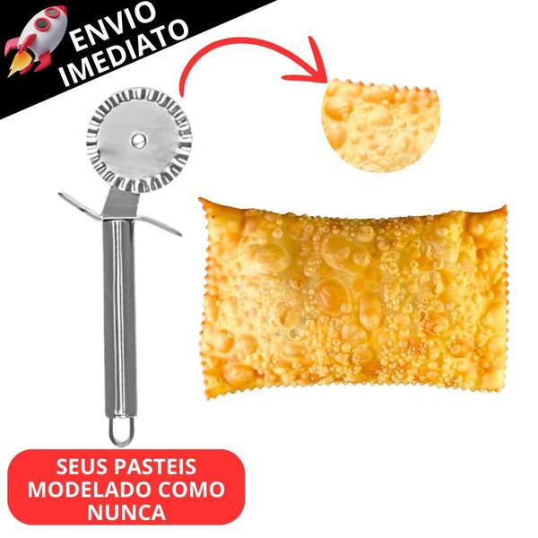 Imagem de Kit 2 Cortador de Pastel Carretilha em Inox Massas Pizza Resistente Fechador de Pastel ENVIO IMEDIA