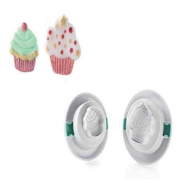 Imagem de Kit 2 Cortadores Bolo 3D Cupcake Biscoito Sorvete Silikomart