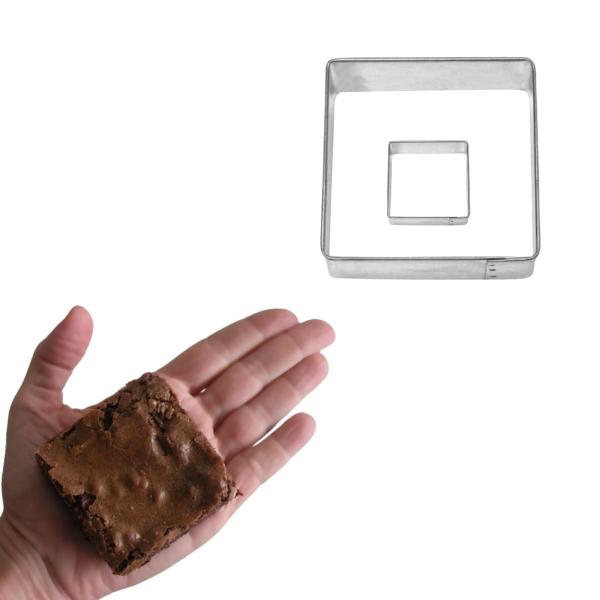 Imagem de Kit 2 Cortadores Brownie Bolo Biscoito Em Aço Inox