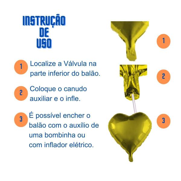 Imagem de Kit 2 Cortinas Metalizadas e 9 Balões e Coração-Dourado