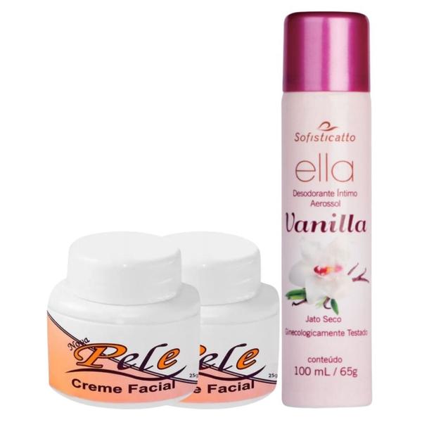 Imagem de Kit 2 Creme Clareador Facial Nova Pele + 1 Desodorante Íntimo Ella