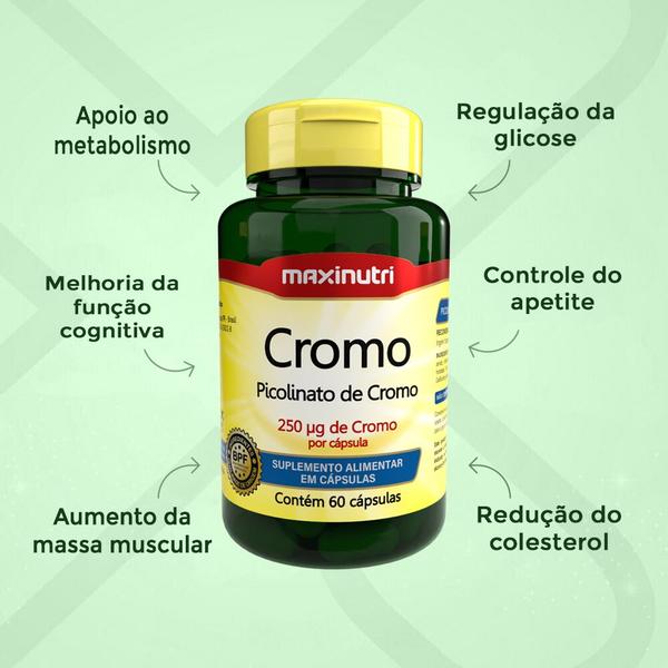 Imagem de Kit 2 Cromo Picolinato de Cromo 100% IDR 60 Cáps Maxinutri