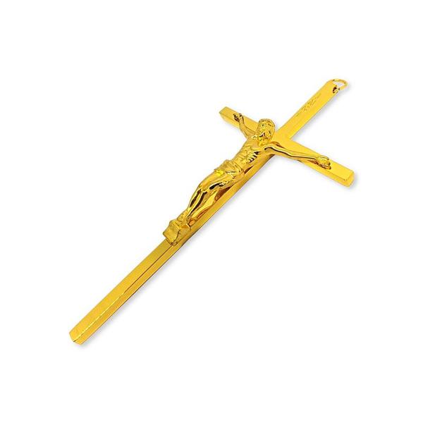 Imagem de Kit 2 Crucifixo Cruz Metal Moderno Cromado 15cm Atacado