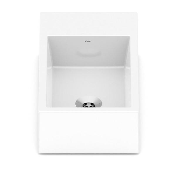 Imagem de Kit 2 Cubas Apoio 44cmx25cm com Mesa Basic Curve1 Celite Branco