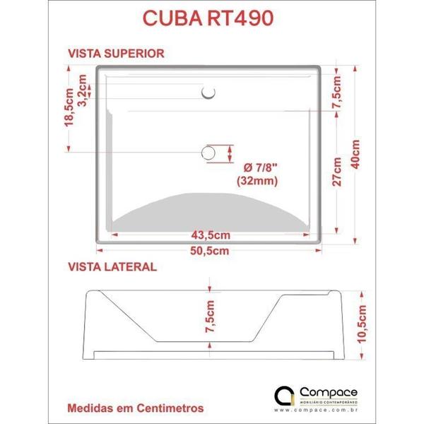 Kit 2 Cubas para Banheiro Rt49w Retangular Compace Branco Imagem de Kit 2 Cubas para Banheiro Rt49w Retangular Compace Branco