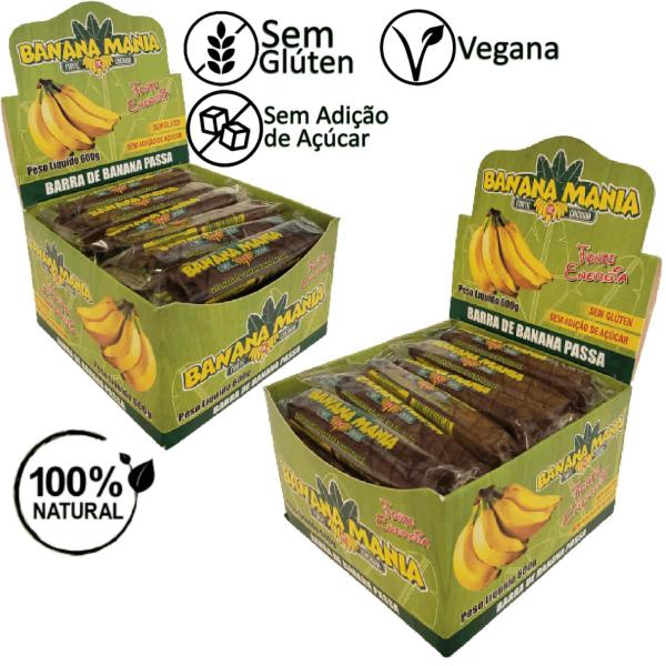 Kit 2 Cx Barra de Fruta Banana Zero Açúcar Sem Glúten 100% Natural Sem Lactose Vegano 30x20g - Banana Mania Imagem de Kit 2 Cx Barra de Fruta Banana Zero Açúcar Sem Glúten 100% Natural Sem Lactose Vegano 30x20g