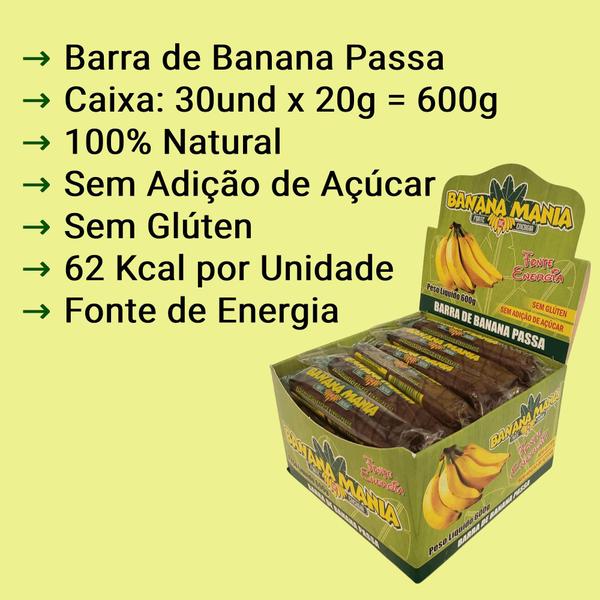 Kit 2 Cx Barra de Fruta Banana Zero Açúcar Sem Glúten 100% Natural Sem Lactose Vegano 30x20g - Banana Mania Imagem de Kit 2 Cx Barra de Fruta Banana Zero Açúcar Sem Glúten 100% Natural Sem Lactose Vegano 30x20g