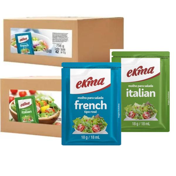 Kit 2 Cx Molho Italian E French Para Salada Ekma 84 Un Imagem de Kit 2 Cx Molho Italian E French Para Salada Ekma 84 Un