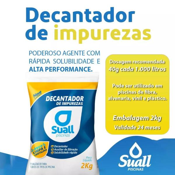 Imagem de Kit 2 Decantador Impurezas 2kg Sulfato De Aluminio Suall