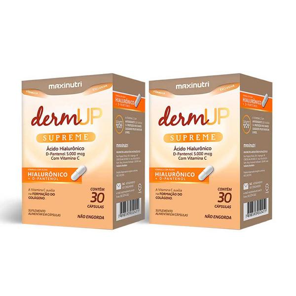 Kit 2 DermUp Supreme para Pele Acido Hialurônico 30 Capsulas - Maxinutri Imagem de Kit 2 DermUp Supreme para Pele Acido Hialurônico 30 Capsulas