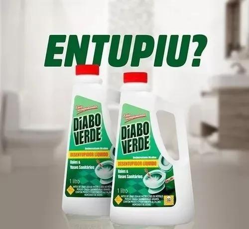 Imagem de Kit 2 Desentupidor Liquido De Ralo, Vaso E Pia Diabo Verde 1 L