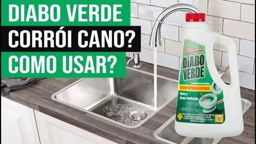 Imagem de Kit 2 Desentupidor Liquido De Ralo, Vaso E Pia Diabo Verde 1 L