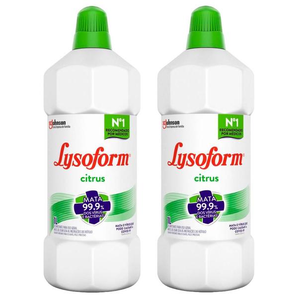 Imagem de Kit 2 Desinfetante Lysoform Uso Geral Citrus 1l