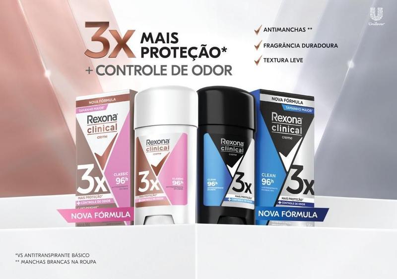 Imagem de Kit 2 Desodorante Antitranspirante em Creme Rexona Clinical Extra Dry 58g