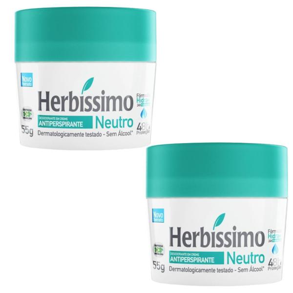 Imagem de Kit 2 Desodorante Creme Neutro Herbíssimo 55G - Dana