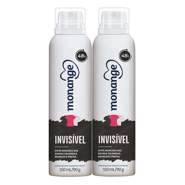 Imagem de Kit 2 Desodorante Monange Invisível Aerosol Antitranspirante 48h 150ml