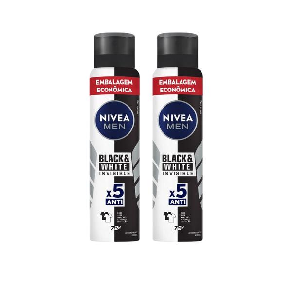 Imagem de Kit 2 Desodorante Nivea Men Invisible Black & White Aerosol Antitranspirante 200ml