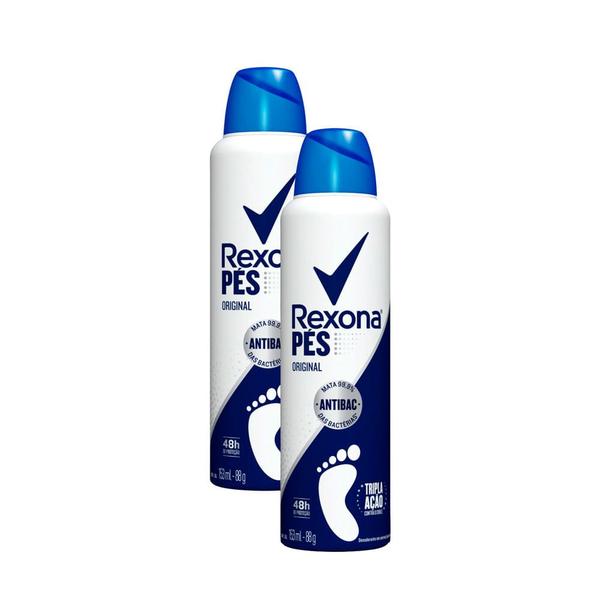 Imagem de Kit 2 Desodorante para os Pés Rexona Original Antibac Tripla Ação Aerosol 153ml