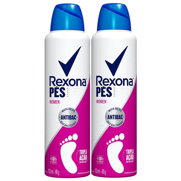 Imagem de Kit 2 Desodorante para os Pés Rexona Women Antibac Aerossol 153ml