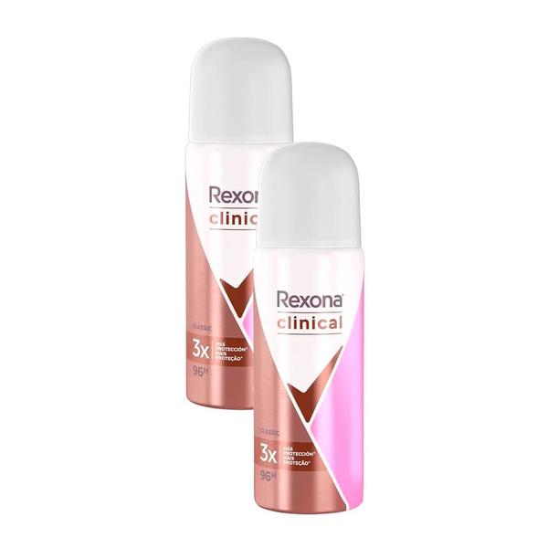 Imagem de Kit 2 Desodorante Rexona Clinical Classic Aerosol Antitranspirante 96h 55ml