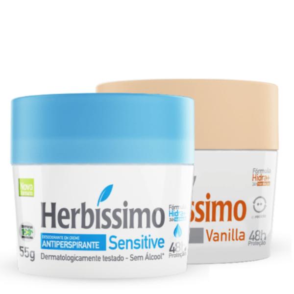 Imagem de Kit 2 Desodorante Sensitive e Vanilla Herbíssimo 55G - Dana