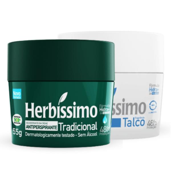 Imagem de Kit 2 Desodorante Talco e Tradicional Herbíssimo 55G - Dana