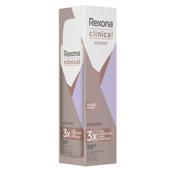 Imagem de Kit 2 Desodorantes Rexona Clinical Antitranspirante Aerossol Extra Dry 150ml