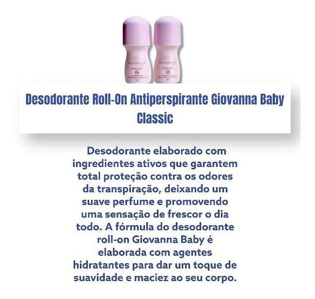 Imagem de Kit 2 Desodorantes Roll-On Giovanna Baby Classic 50ml - Proteção e Frescor com Fragrância Floral