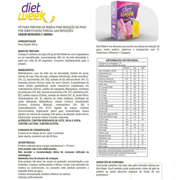 Imagem de Kit 2 Diet Week Shake Morango e Amora 360g Maxinutri