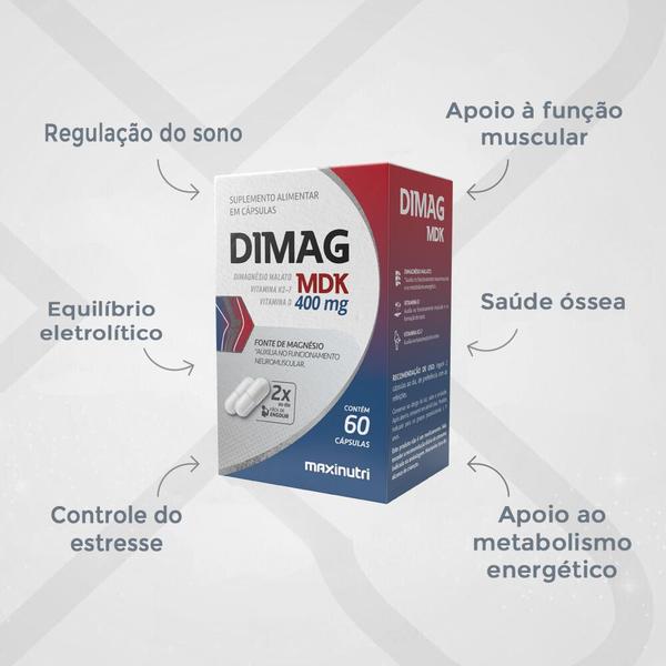 Imagem de Kit 2 Dimag MDK Di-Magnésio Malato K2-7 60 Cáps Maxinutri