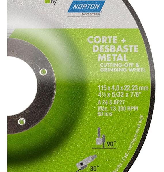 Imagem de KIT 2 Disco De Desbaste A24r 115mm X 6.0mm X 22.2mm Bda600