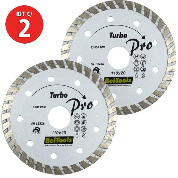 Imagem de Kit 2 Disco Diamantado Turbo 110 x 20mm Beltools