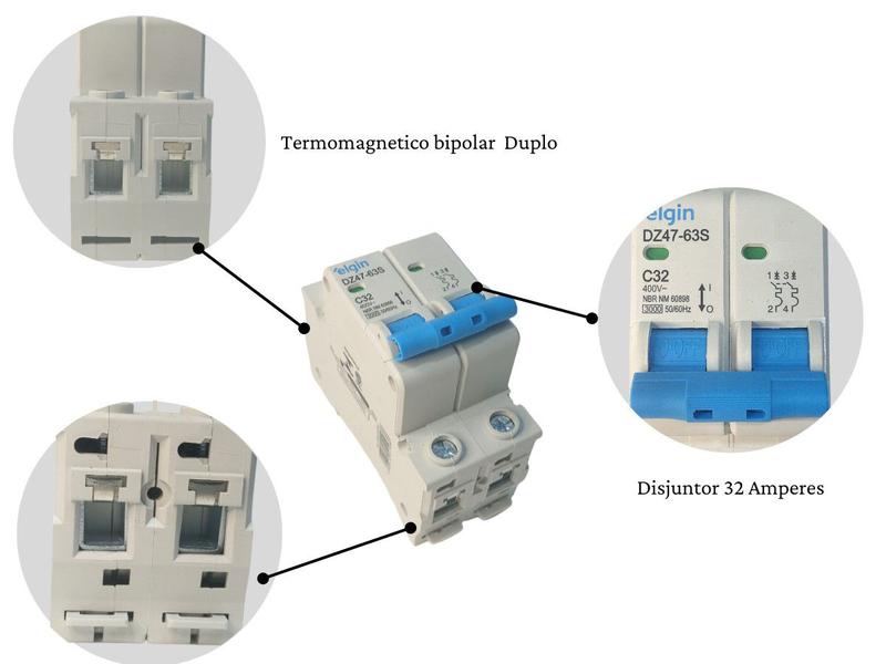 Imagem de Kit 2 Disjuntor Bipolar Duplo Termomagnetico 6A e 32 Amperes