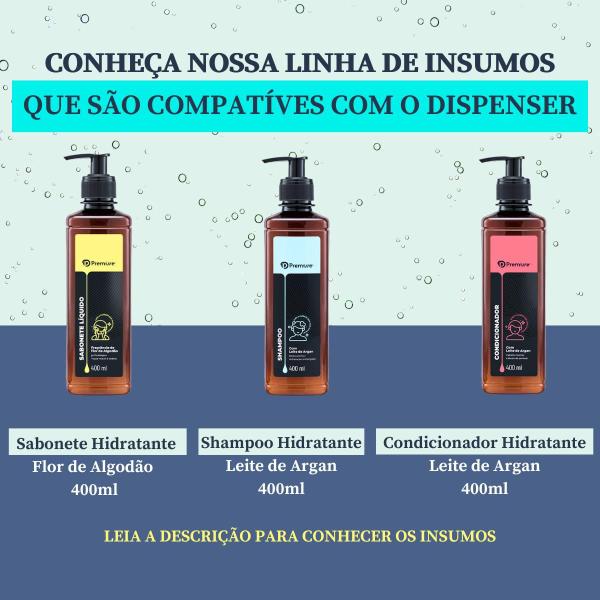 Imagem de Kit 2 Dispenser Parede Suporte Porta Shampoo Cabelos Banho Higiene Banheiro Box Hotel Pousada Resort