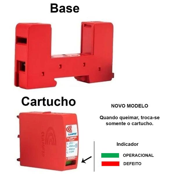 Imagem de Kit 2 Dispositivo de Proteção contra Raios e Surtos Elétricos Clamper Front 275V 20KA DPS Protetor VCL Slim Classe 2