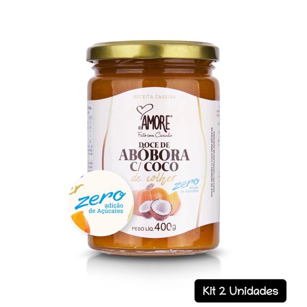 Imagem de Kit 2 Doce de Abóbora c/ Coco Zero Açúcar RB Amore 400g