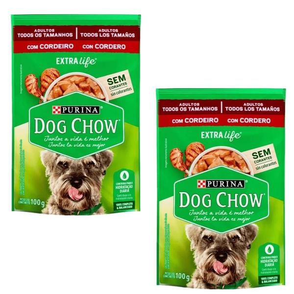 Imagem de Kit 2 Dog Chow Sachê Para Cães Adultos Sabor Cordeiro 100 g