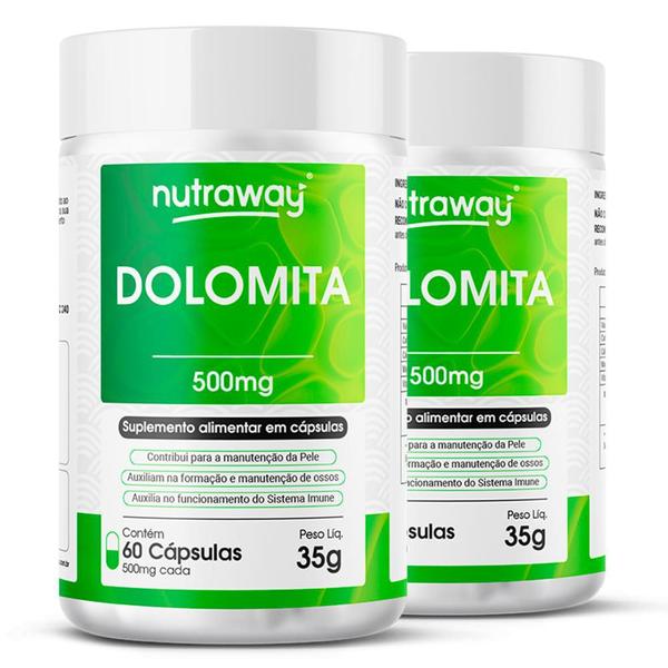 Imagem de Kit 2 Dolomita Nutraway 500mg 60 cápsulas