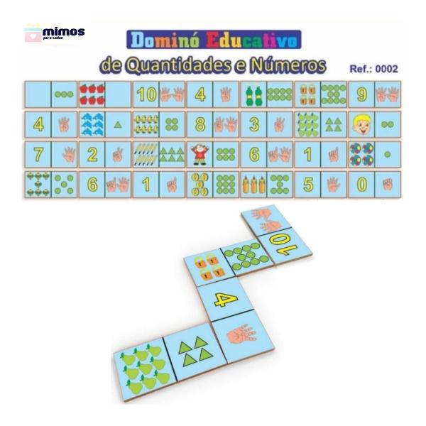 Kit 2 Dominós Educativos Letras / Figuras e Números / Quantidades Jogo Pedagógico - Carimbras - 3 anos Imagem de Kit 2 Dominós Educativos Letras / Figuras e Números / Quantidades Jogo Pedagógico - Carimbras - 3 anos