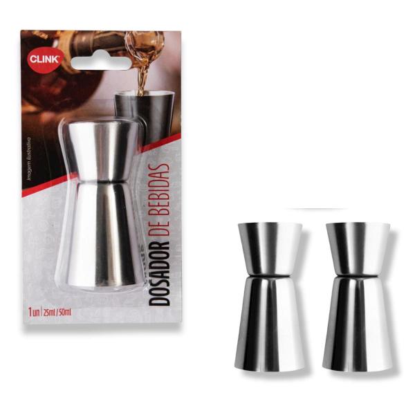 Imagem de Kit 2 Dosador Bebidas Duplo Inox Dosar Drinks 25ml 50ml