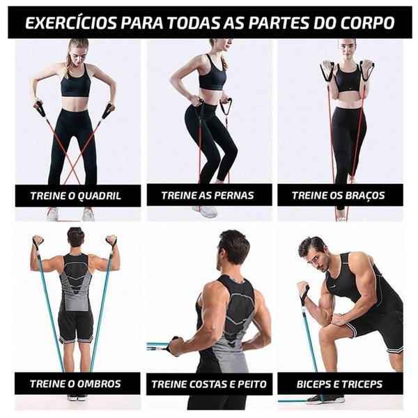 Imagem de Kit 2 Elásticos pra Malhar Extensor Treino Academia em Casa Pilates Fitness