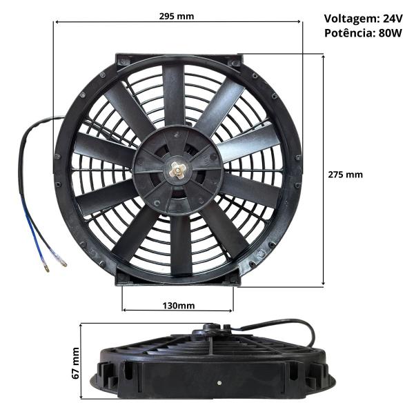 Imagem de Kit 2 Eletroventilador Universal 10 Pol 24v 80w Soprante