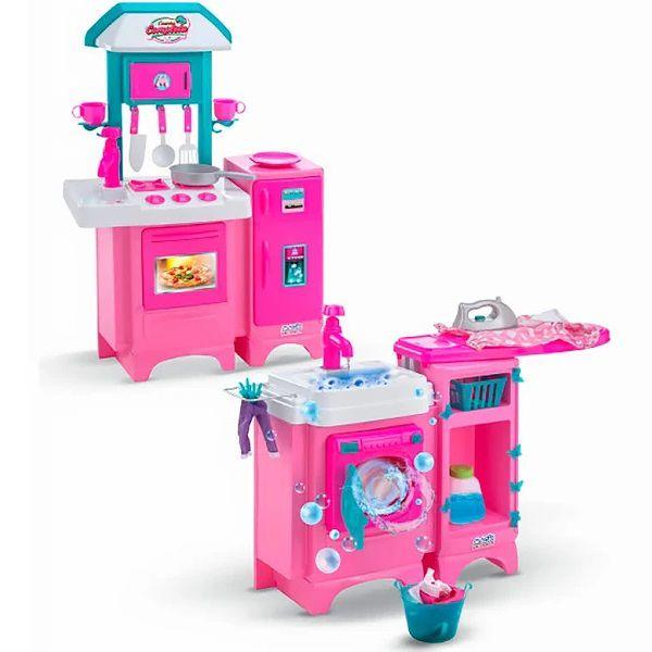 Imagem de Kit 2 em 1 Cozinha Completa e Lavanderia Lava e Passa Magic TOYS 8043