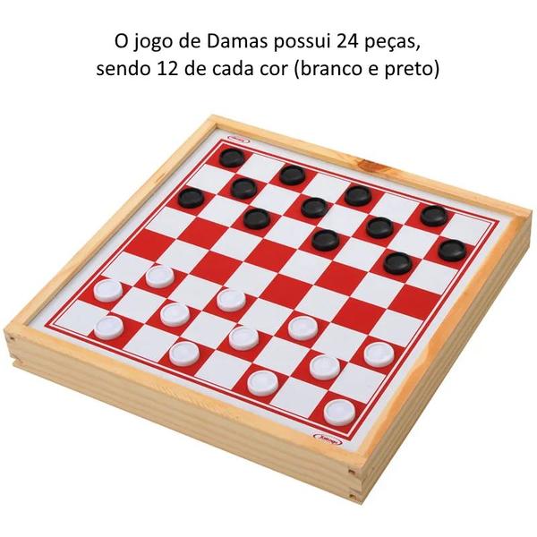 Imagem de Kit 2 em 1 Jogo Tabuleiro de Ludo e Damas em Madeira Brinquedo Didático Original