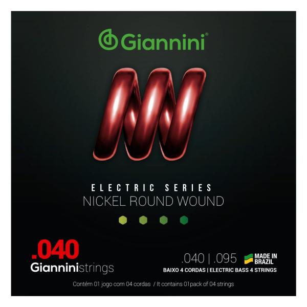 Imagem de Kit 2 Encordoamento Baixo Giannini Electric GEEBRL Nickel 4C .040"