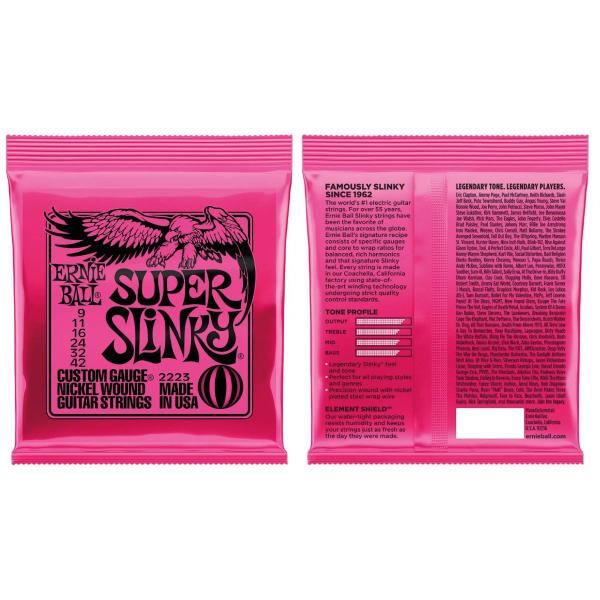 Imagem de Kit 2 Encordoamento Guitarra 009 Ernie Ball Super Slinky Níquel